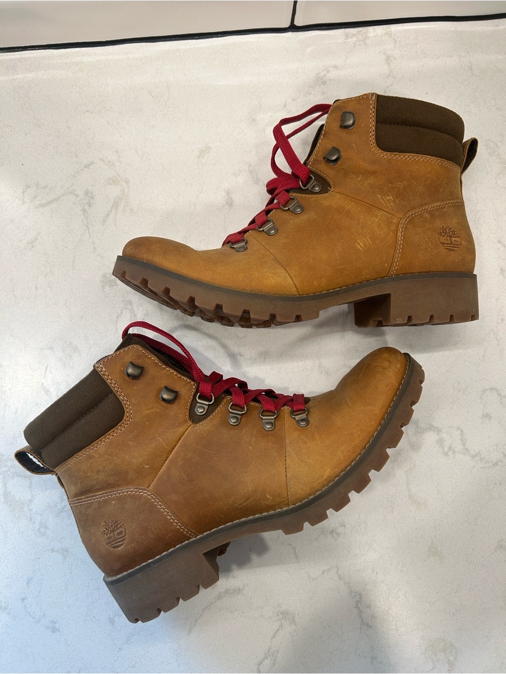 Timberland Women's 9.5 Ellendale Mid Hiking Lace Up Boots Leather Wheat Brown - Picture 13 of 13